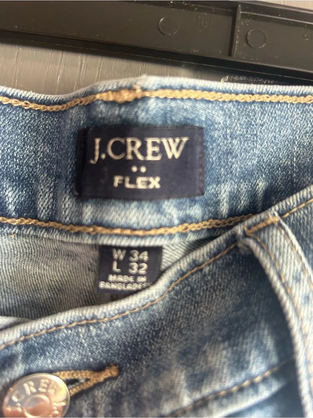 J Crew Flex Men’s 34x32 Blue Jeans Zip Up Straight Leg 5 Pocket